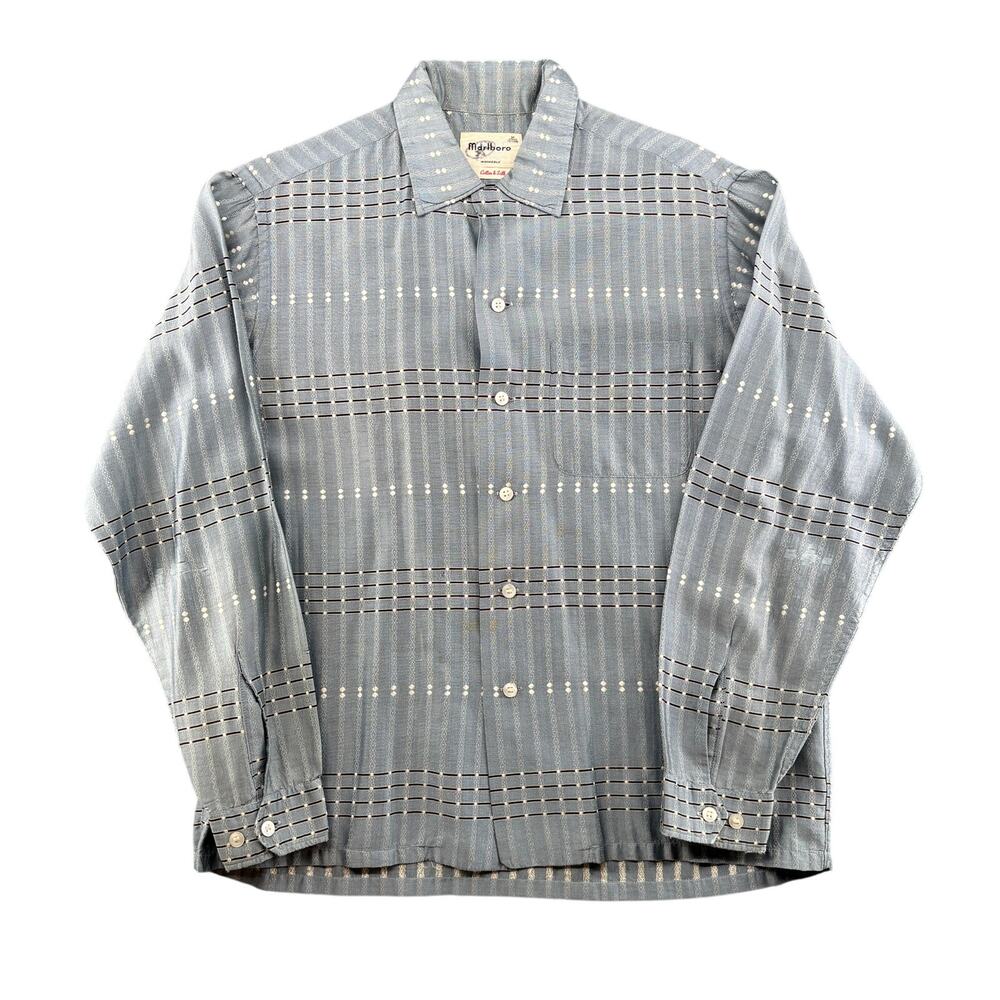 Vintage Marlboro 1950s Cotton Silk Loop Collar Shirt Men's M Atomic Rockabilly